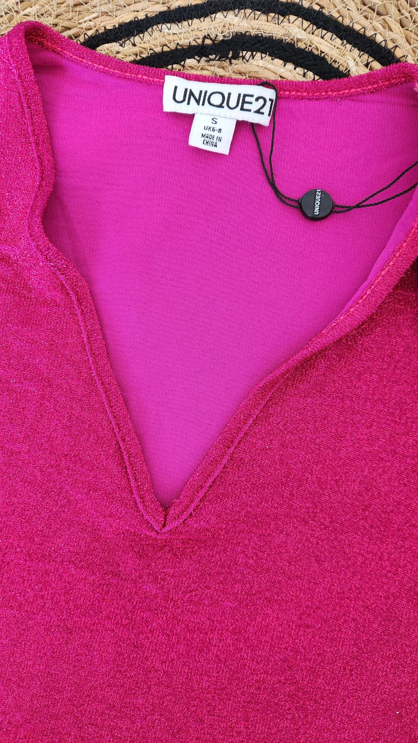 Fuchsia glitterende avondjurk met V-hals ●Maat S●🌸 Nieuw – photo 7